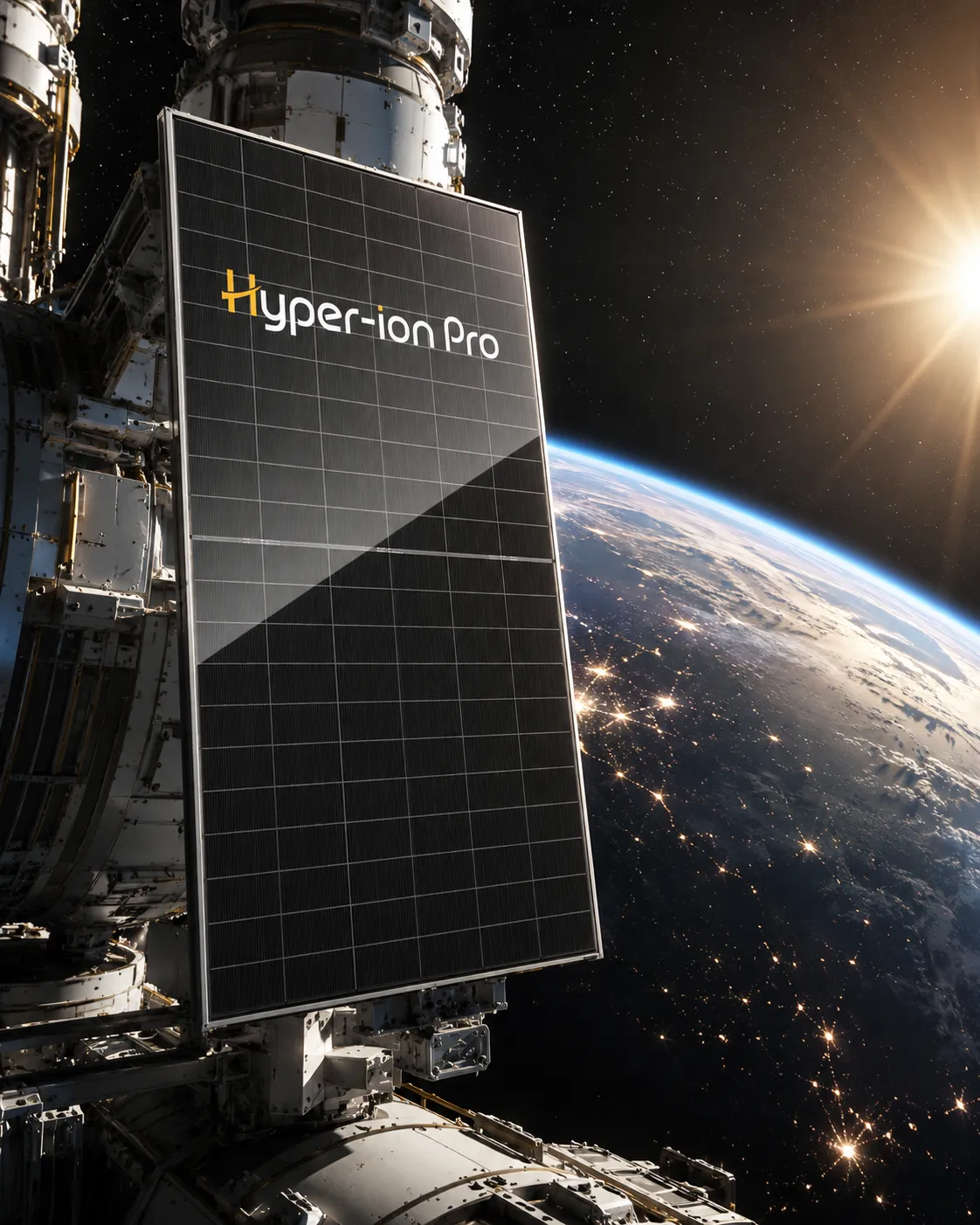 Hyper-ion Pro module in orbit above Earth at night